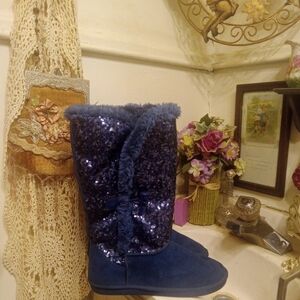 Justice Sequined/Suede Fur Lined Boots
